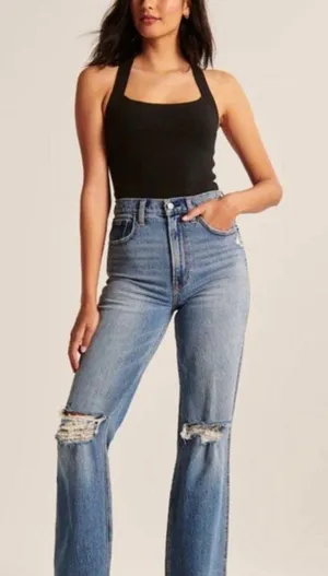 Abercrombie Crossback Knit Bodysuit in Black thumbnail 3