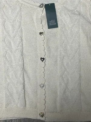 NWT Wild Fable Cream Heart Button Cable Knit Cardigan Size XL thumbnail 2