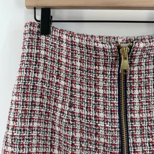 Ronny Kobo Skirt SZ Medium Loretta Tweed Mini Red Navy Gold Front Zip Lined thumbnail 7
