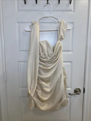 House of CB Joy Ivory Draped Corset Mini Dress Scarf Size M thumbnail 6