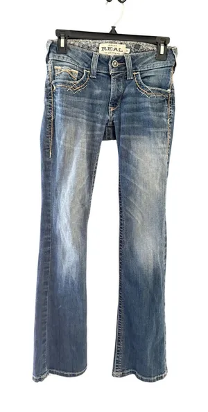 Ariat REAL Denim Womens 25R Bootcut Jeans Medium Wash Contrast Stitch Western thumbnail 1