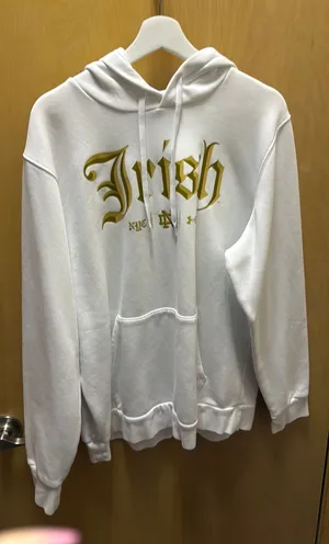 Notre Dame Gothic Irish hoodie under armor white thumbnail 1