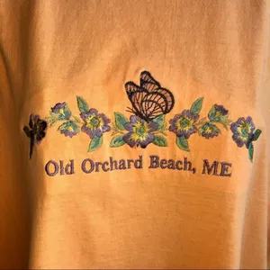 Embroidered Old Orchard Beach, Maine T-shirt/Tunic Peach Size Medium thumbnail 6