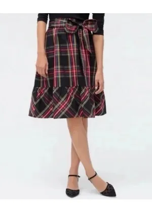 J. Crew Tartan Plaid Big Bow Ruffle Trim Midi Skirt size 6 thumbnail 2