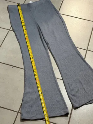 Express Columnist Women Ribbed Knit Wide-Leg Gray‎ Pants Pull On Elastic Waist M thumbnail 6