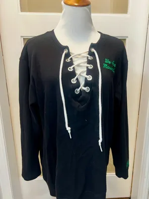 PINK Victoria's Secret We Are Marshall Lace-Up Sweatshirt M thumbnail 1