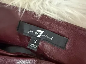 7 For All Mankind Burgundy Faux Leather Flare Pants Size Small thumbnail 4