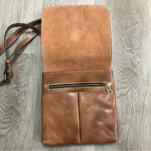 Patricia Nash Italian Leather Brown Old World Map Print Crossbody Bag Purse thumbnail 2