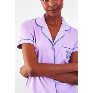 New Rare Roller Rabbit Monkey Embroidered Polo PJ Pajama Shorts Shirt Lavender M thumbnail 3