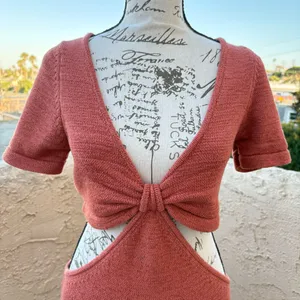 Cult Gaia Billie knit cutout short sleeve mini dress in Jasper size L large NWT thumbnail 6