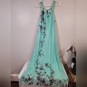 Floral Halter Maxi Dress - Teal, Size M thumbnail 10