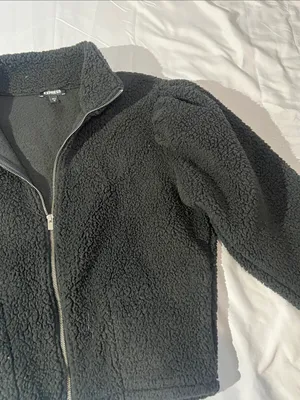 Express Black Teddy Sherpa Zip Jacket thumbnail 3