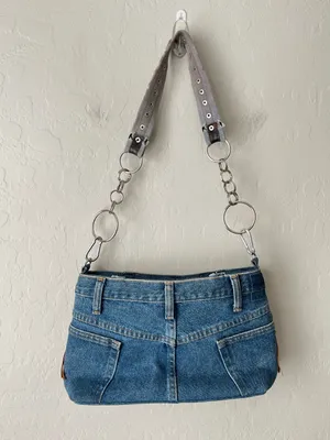 Handmade Wrangler Fringe Western Denim Shoulder Bag Purse thumbnail 2
