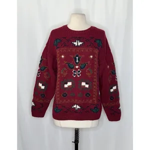 Vintage Studio MICHELLE STUART Wool Blend Geometric Sweater Hand Knit Small thumbnail 2
