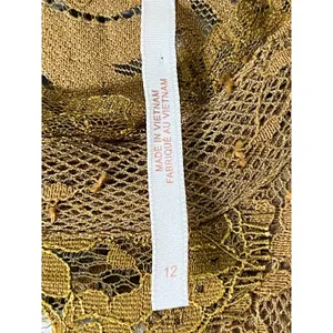 Free People Verushka Mini Dress Size 12 Golden Honey Lace Fit Flare Boho 12 thumbnail 5