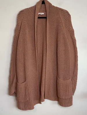 Haven Well Within Terracotta Rose Cable Knit Open‎ Front Cardigan Sweater XL thumbnail 1