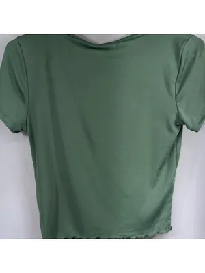 Heart & Hips Alexa Cropped Tee Sage Green Short Sleeve Top Size Small thumbnail 7