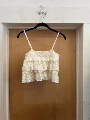 NWT! More To Come Marisol Cream Cami Lace Tiered Boho Top - size XS - MSRP $58!! thumbnail 4