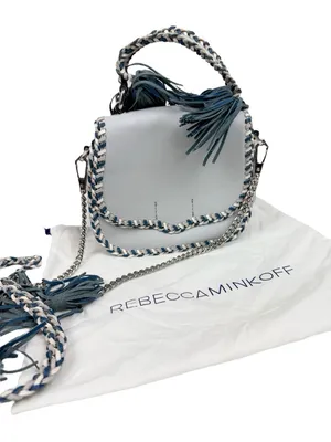 Rebecca Minkoff Chase Medium Saddle Bag Light Blue Leather Tassel Crossbody Bag thumbnail 2