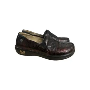 Alegria Keli Work Burgundy Floral Leather Women Clogs Size 37 Slip On thumbnail 2