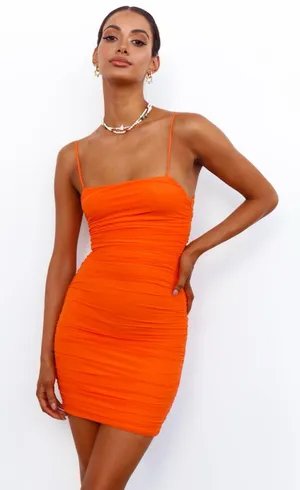 Hello Molly Orange Airy World‎ Dress Open Cut Out Back Size 4 thumbnail 1