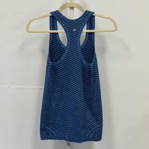 Lululemon Swiftly Tech Racerback Tank Top Blue Chevron Stripe Size 4 Activewear thumbnail 3