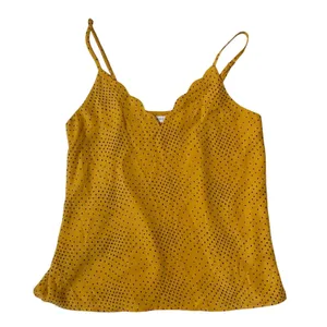 Socialite Yellow Polka Dot Scallop‎ layer Chiffon Summer Blouse - XS EUC thumbnail 1