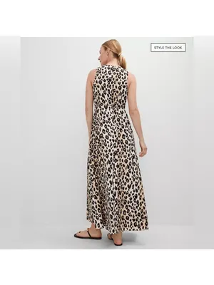 Ann Taylor Animal‎ Print Halter Maxi Dress Size Large thumbnail 4