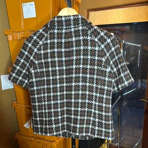 Banana Republic Brown Plaid Houndstooth Wool Blazer Jacket Short Sleeve Sz Small thumbnail 9