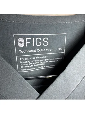 FIGS Scrub Set Size Top XS Grey with Light Green Drawstring BOTTOM Sz small thumbnail 3