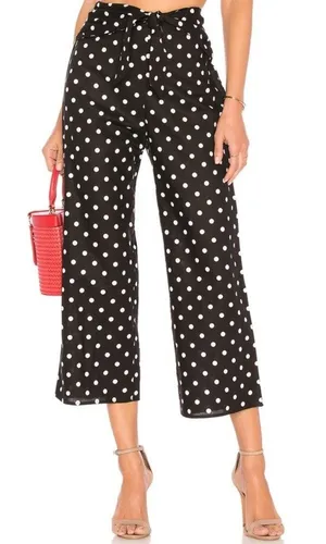 Privacy Please Nolana Black Polka Dot Wide Leg Pants XXS New without Tag Fun Mod thumbnail 1