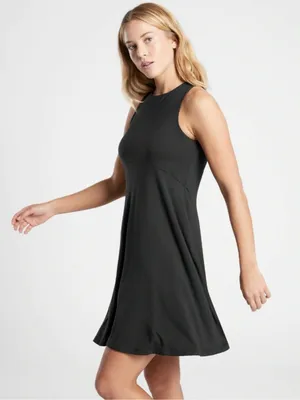 Athleta Santorini Thera Dress Sleeveless Black A-Line Dress Size Large Modal thumbnail 1
