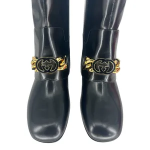 Gucci Interlocking GG Chain Patent Leather Knee‎ Boots thumbnail 10