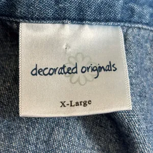 Vintage 90s Embroidered Daisy Floral‎ Sleeveless Medium Wash Chambray Denim XL thumbnail 4