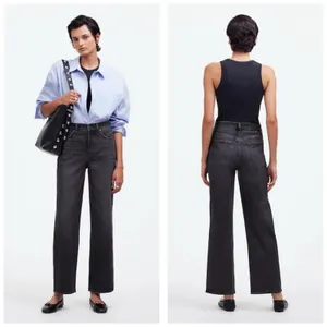 Madewell The Perfect Vintage Wide-Leg Crop Jeans Size 29 Washed Black Robles thumbnail 2