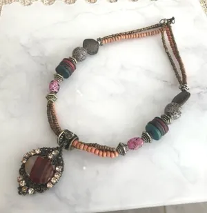 Mix Beads Rhinestones Adjustable Necklace thumbnail 1