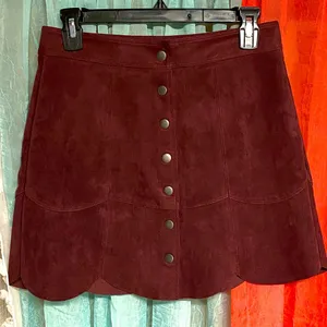 American Eagle mini skirt- wine in color. Suede feel. Size 4. Like new! thumbnail 1