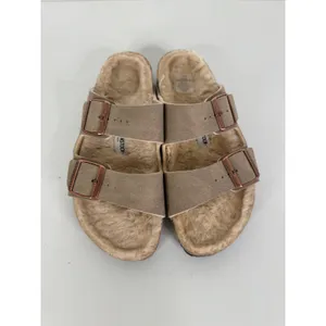 Birkenstock Arizona Shearling Taupe Suede Two Strap Sandals 38 L7 M5 thumbnail 2