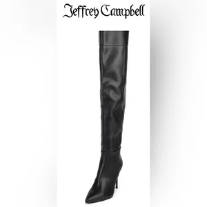 New Jeffrey Campbell Pillar Over the Knee Black Stiletto‎ Boot Sz 5.5 $270 thumbnail 2