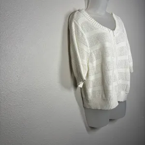 Torrid Open Knit Zip Up Short Boho Sleeve Sweater Top Womens Size 2 thumbnail 2