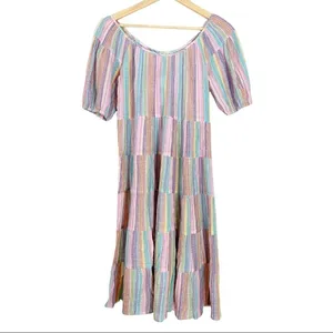 J.Crew Short Sleeve Pastel Striped Midi Dress Size XXS NWT thumbnail 4