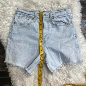 Levi'S Light Blue Wedgie Straight Shorts Distressed Frayed Hem High Waist Y2k thumbnail 6