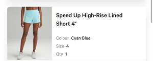 Lululemon Speed Up High-Rise Lined Short 4" Cyan Blue thumbnail 3