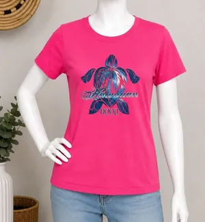 Mossy Oak Womens T-Shirt Pink Hawaiian Honu Sea Turtle Graphic Small thumbnail 1