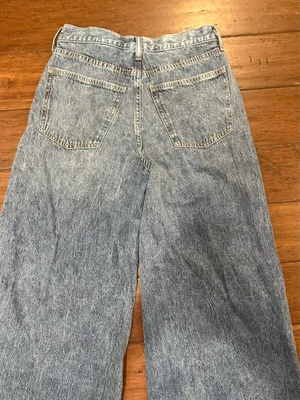 Extra baggy blue denim jeans with button fly #freepeople #denim thumbnail 2