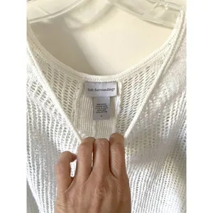 Soft Surroundings Linen Blend Lightweight Sweater White Purple Size XL thumbnail 6