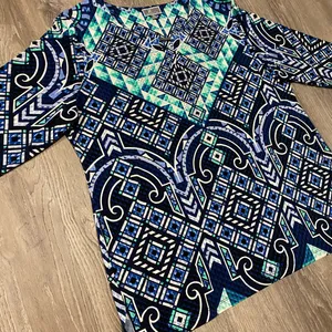 JM Collection Sequined Tribal Geo Aztec Blouse 3/4 Sleeve Embellished Top | XL thumbnail 4