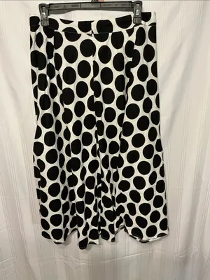 Who What Wear Black & White Polka Dot A-Line Skirt SZ 10 thumbnail 2