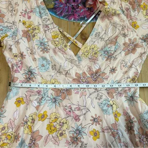 NWOT Lulus Flourishing Feelings Pink Floral Puff Sleeve Midi Dress XL thumbnail 7