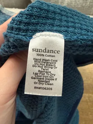 Sundance Gentry Waffle Knit Thermal Henley Top in Blue Women’s Small 100% Cotton thumbnail 6